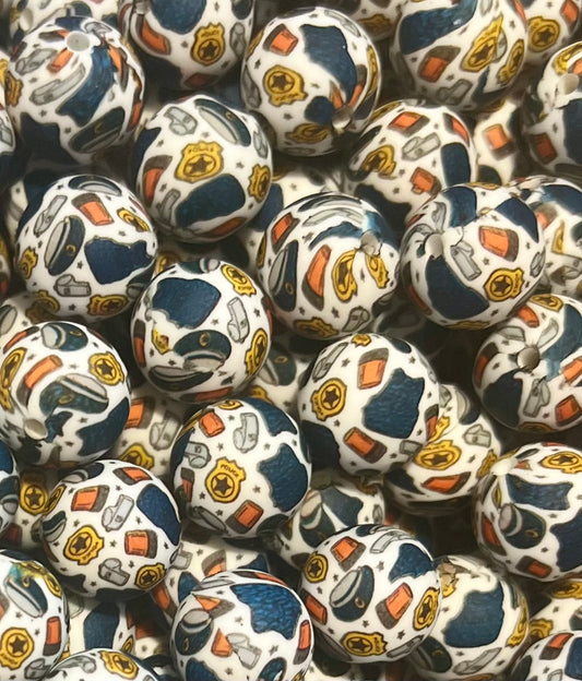 Police 15mm Printed Bead