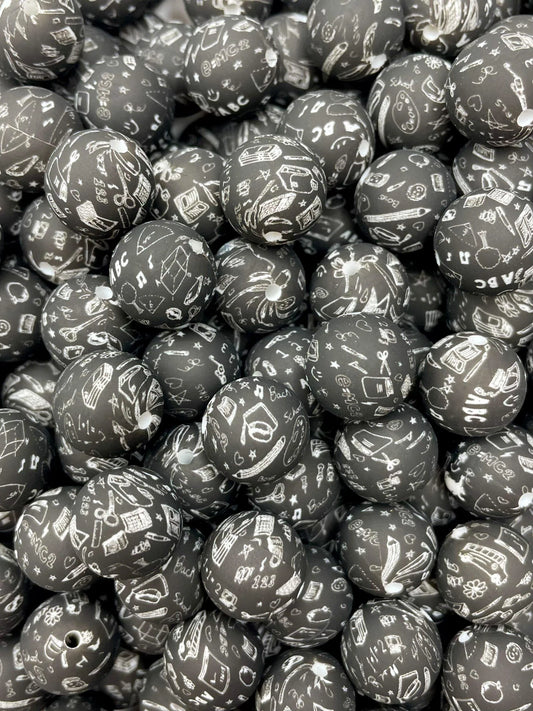 Chalkboard 15mm Printed Bead - Partner w/ CTS Exclusive