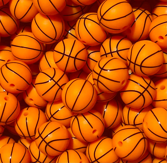 Basketball 15mm Printed Bead
