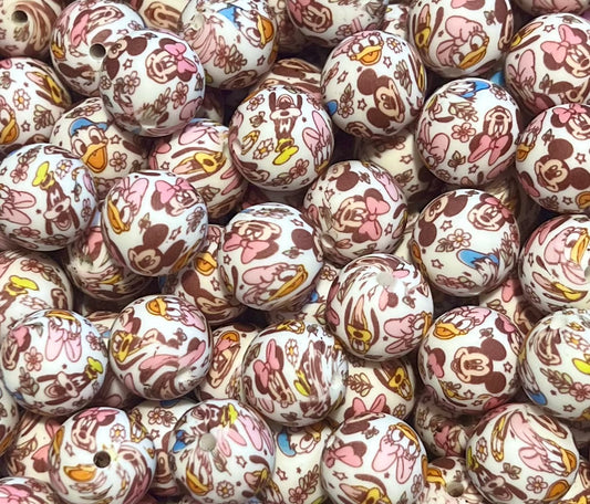 Mouse and Friends 15mm Printed Bead