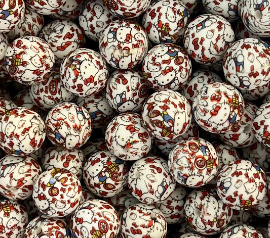 HK Bicycle Summer Printed 15mm Beads