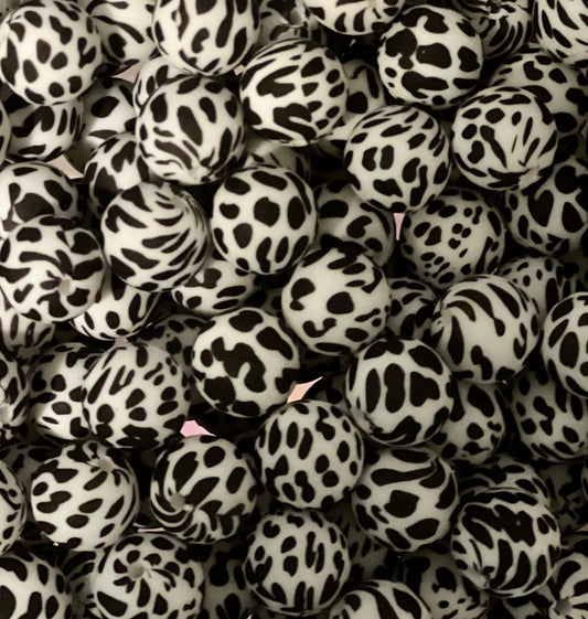 Cow Printed 15mm Beads