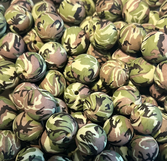 Camo 15mm Printed Beads