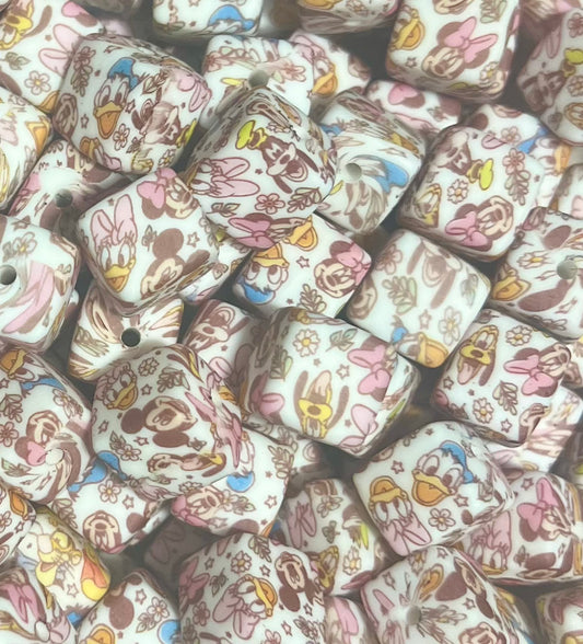 Mouse and Friends 14mm Square Bead