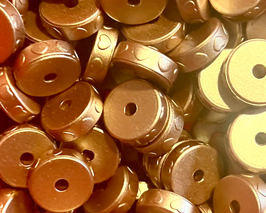 Copper Heart Silicone Spacer Beads