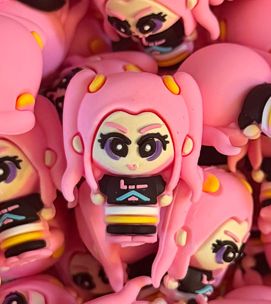 3D Pink Hair Focal Beads (NOT TEETHING SAFE)