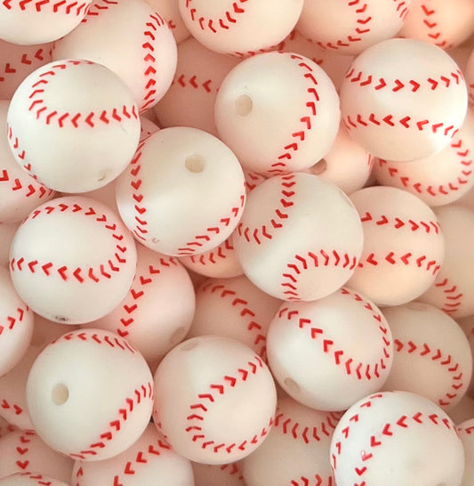 Baseball 15mm Beads