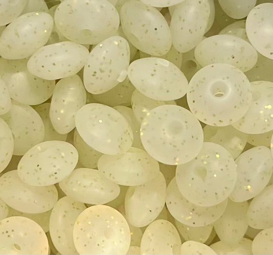 Glitter Lentil 12mm Beads