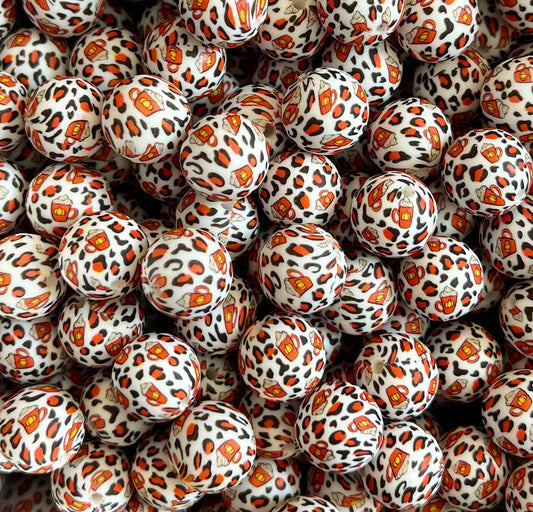 Pumpkin Spice Latte Printed 15mm Beads