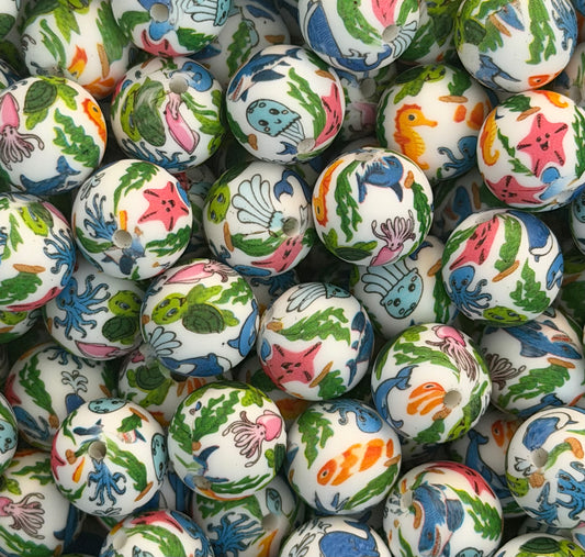 Under the Ocean 15mm Printed Bead