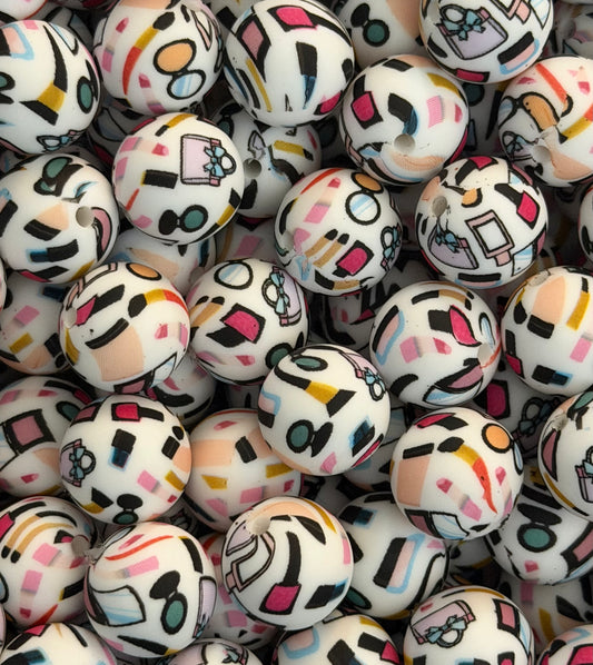 Makeup/Shopping 15mm Printed Bead