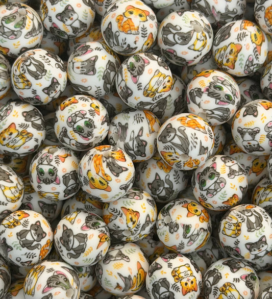 Cat Lover 15mm Printed Bead