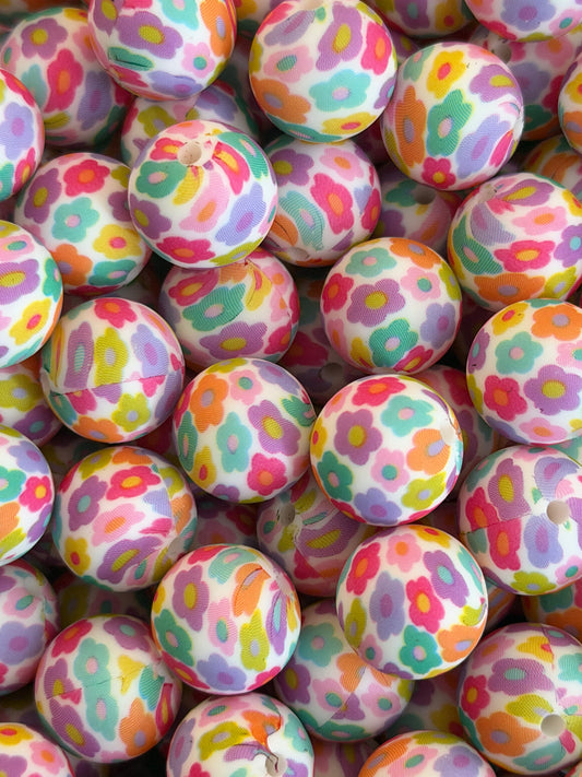 Bright Garden 15mm Printed Bead