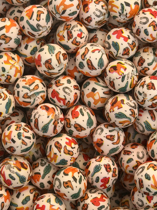 Horseback Riding 15mm Printed Bead