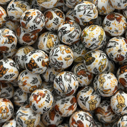 Dog Lover 15mm Printed Bead