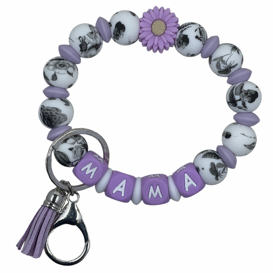 Purple mama keychain bracelet