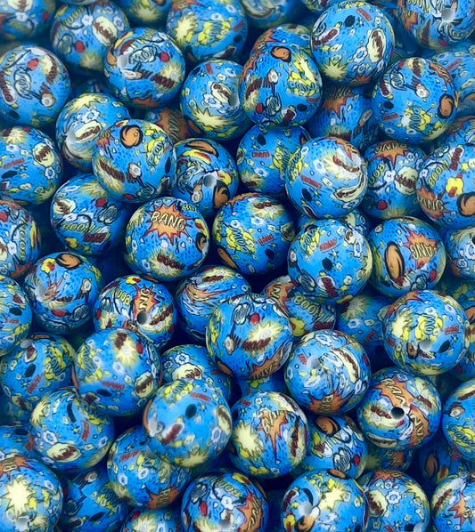 Comic Book 15mm Printed Bead - EXCLUSIVE