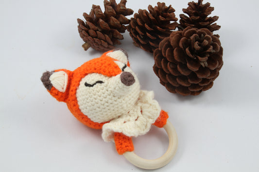 Fox/Wolf Crochet Rattle Teether