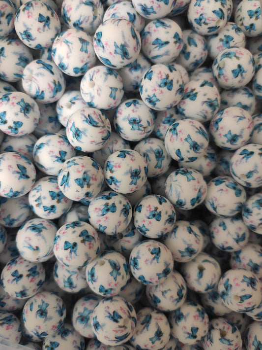 Blue Alien Printed 15mm Beads