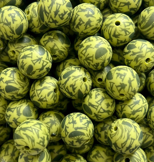 Army Printed 15mm Beads