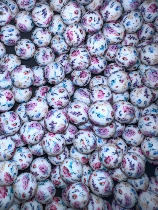 Bloemenprint Printed 15mm Bead